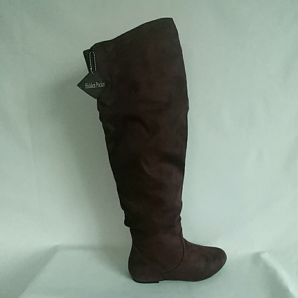 Chocolate knee high suede boot